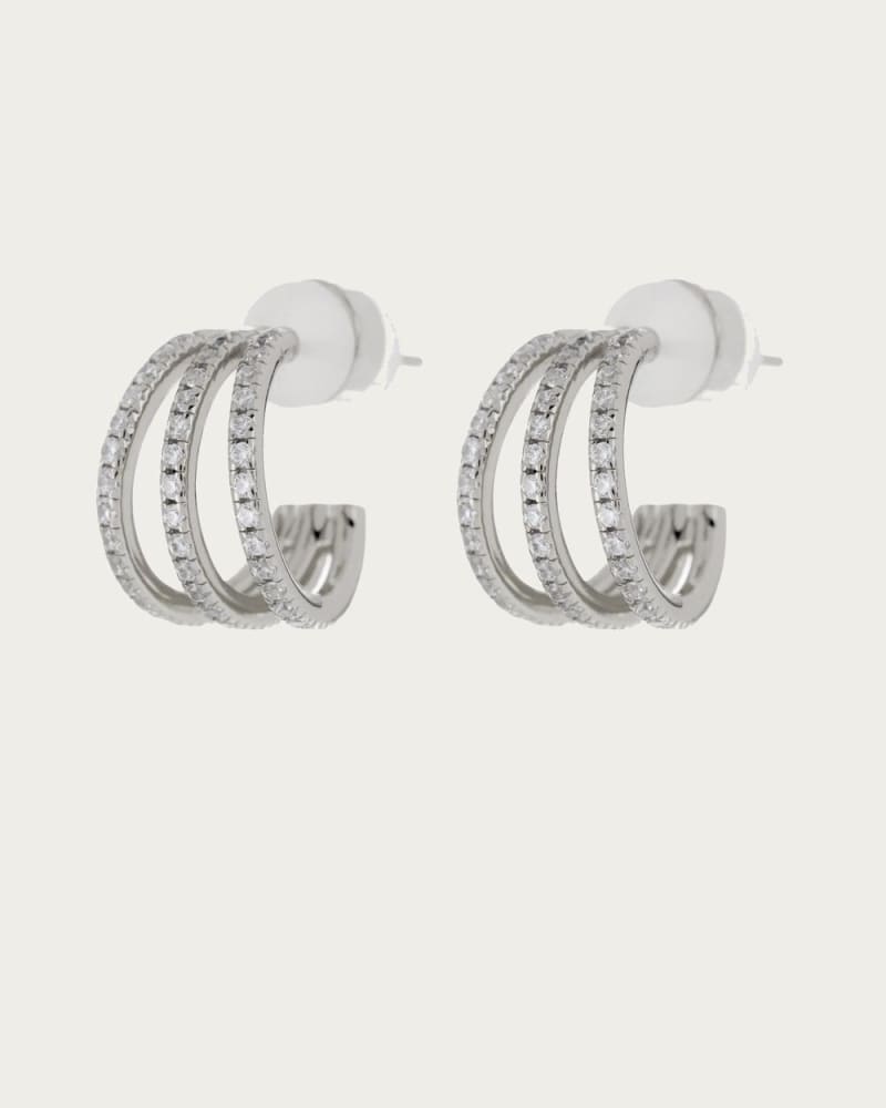 Front of a size O/S Pave Baby Bastille Hoops in Silver in Silver by LUV AJ. | dia_product_style_image_id:330843